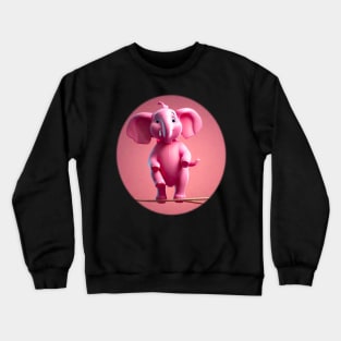 Pink elephant in a high wire Crewneck Sweatshirt